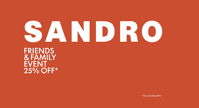 Sandro網站親友特惠來襲，優雅單品七五折等你挑!